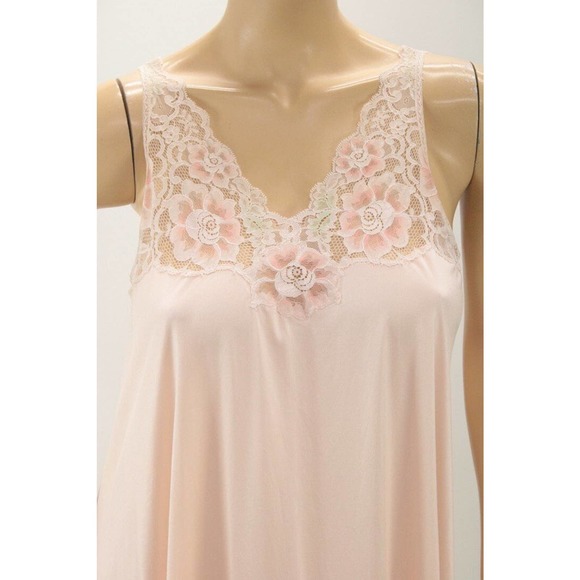 Vintage Nightgown Womens Small Light Pink Lace V Neck Long Maxi Lingerie - Picture 6 of 11